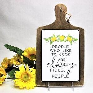 Kitchen Paddle Board Cheerfully Decorated Lemons Wall Hanging Sign Cottagecore